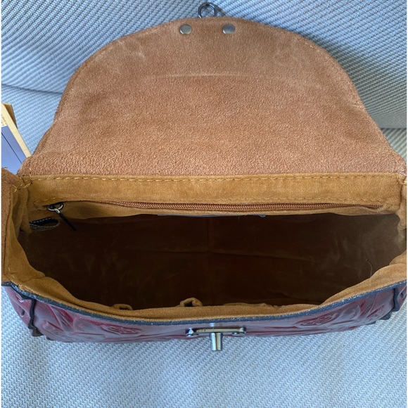 Patricia Nash Tooled Rose Lucia Leather Crossbody Oxblood - Picture 8 of 11